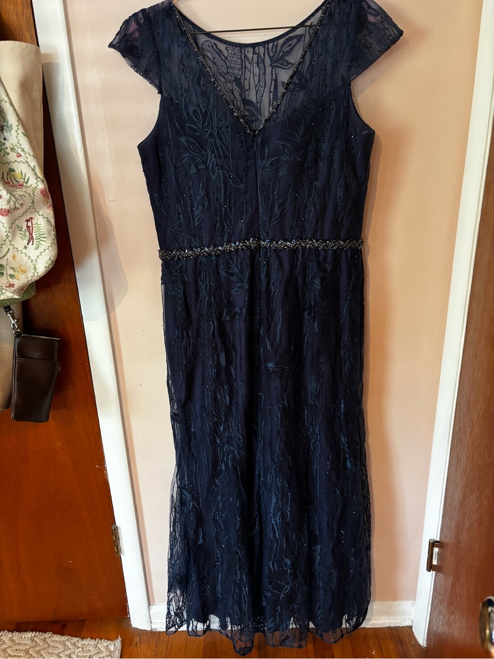 Cameron Blake 221685 Mother of the Bride dress Navy Lace Sparkle Size 16 - Picture 4 of 6